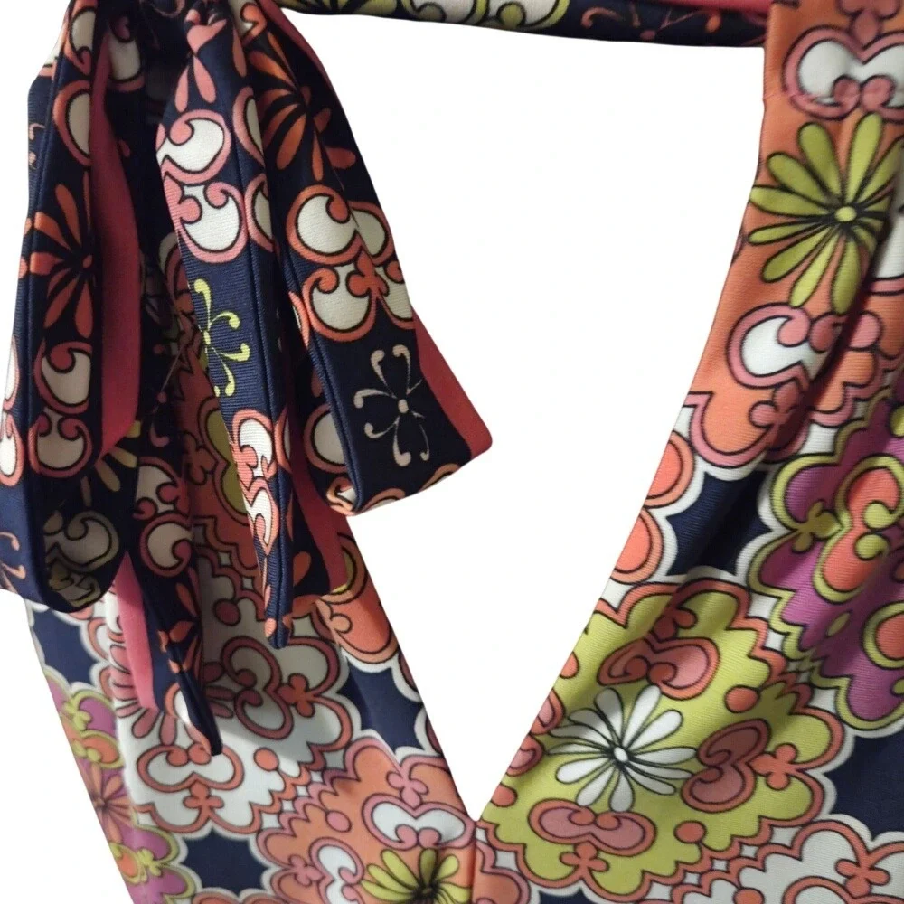 Trina Turk Halter Mini Dress Size 8 Multicolor‎ Floral Lined Poly